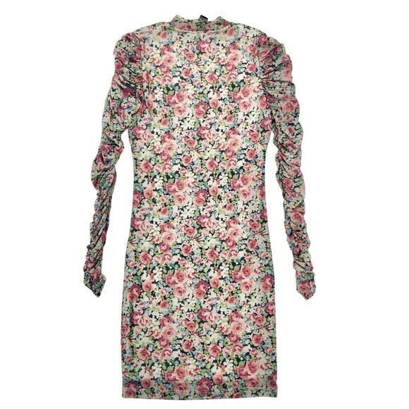 FOREVER 21 Midi Bodycon Dress Womens S Pink Green Floral Print Bohemian Stretch - Picture 4 of 15